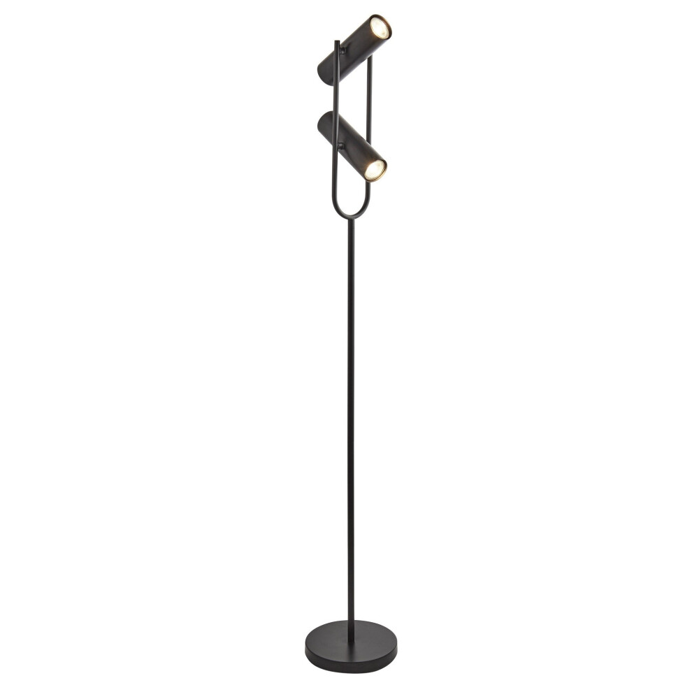 2 Light Cylinder Shade Floor Lamp In Matt Black