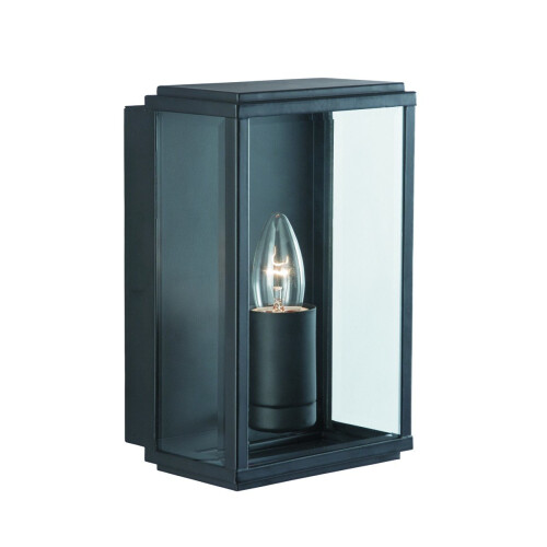 Searchlight Outdoor Rectangular Box Modern Black Wall Light IP44