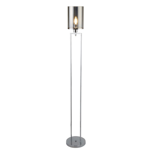 Searchlight 1 Light Floor Lamp Chrome Smoked Glass Shades