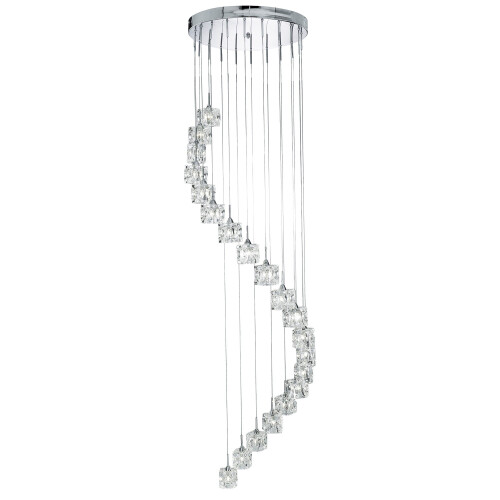 Searchlight 2 Light LED Multi-Drop Clear Glass Chrome