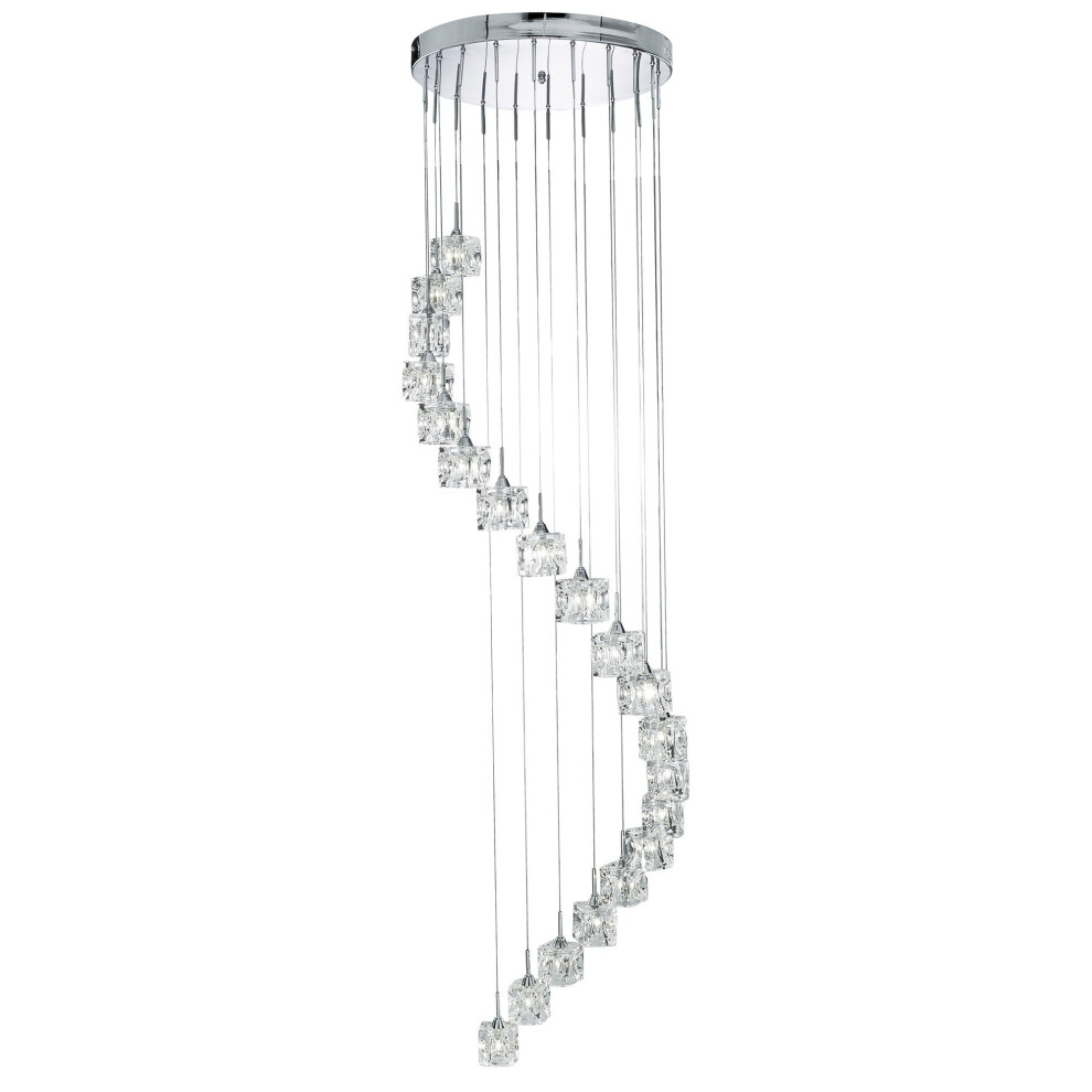 2 Light LED Multi-Drop Clear Glass Chrome