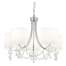 5 Light Modern Chain Pendant With White Oval Shades