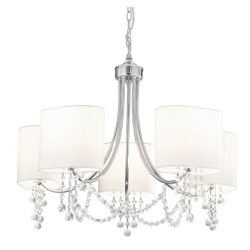 Searchlight 5 Light Modern Chain Pendant With White Oval Shades
