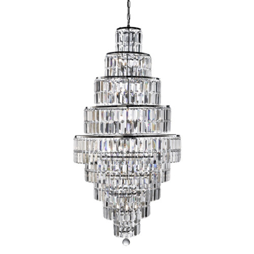 Searchlight 13 Light Chrome Chandelier With Clear Bevelled Trimmings