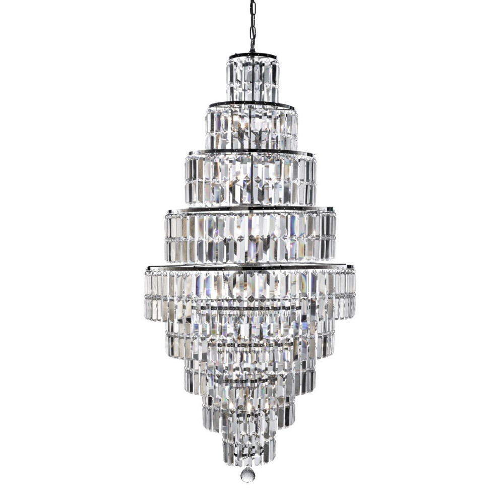 13 Light Chrome Chandelier With Clear Bevelled Trimmings