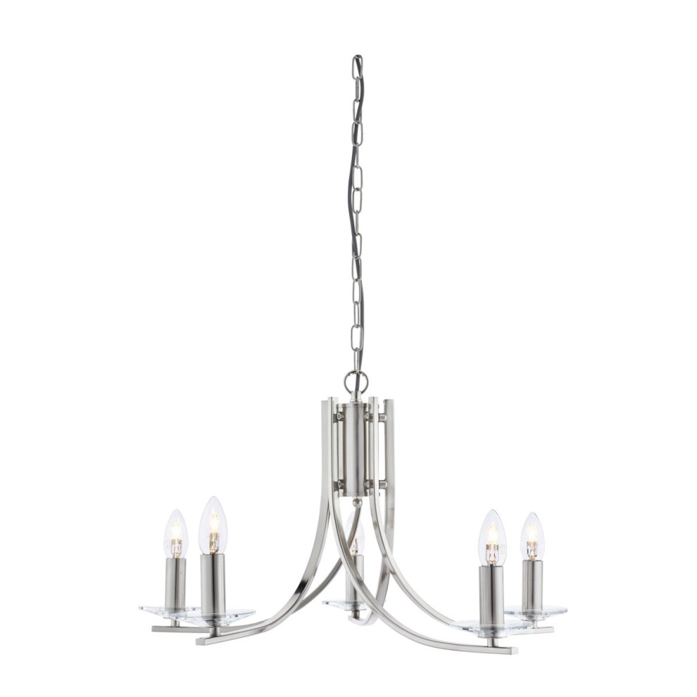 Search 5 Ceiling, Satin Twist Frame, Clear Glass Sconces Light/Silver
