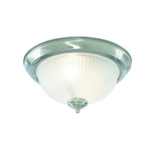 American Diner Traditional Flush Light Ribbed Acid Glass IP44