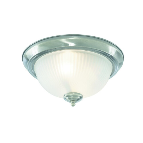 American Diner Traditional Flush Light Ribbed Acid Glass IP44