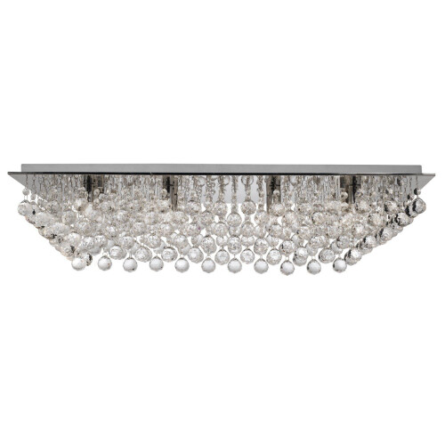 Searchlight 8 Light Chrome Rectangle Flush With Crystal Balls