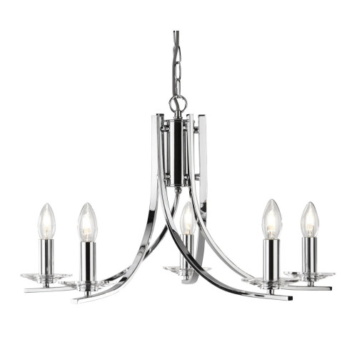 Searchlight 5 Light Twisted Ceiling Pendant With Clear Glass Sconces