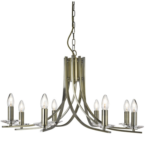 Searchlight 8 Light Twisted Ceiling Pendant With Clear Glass Sconces