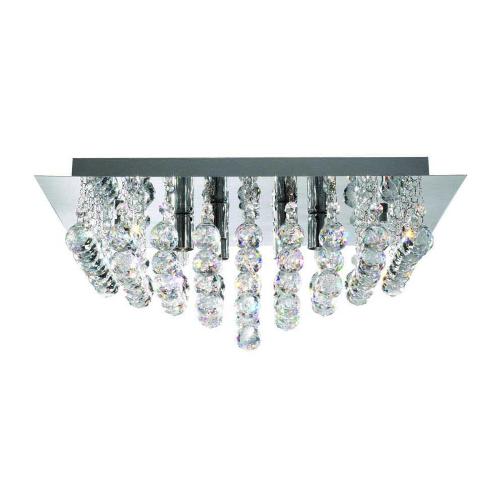 Searchlight 6408-8CC Hanna 8  Light Chrome Square Flush-Crystal Balls Light.