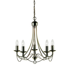 Nova 5 Arm Antique Brass Finished Chandelier