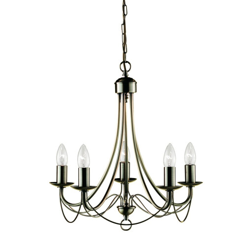 Searchlight Nova 5 Arm Antique Brass Finished Chandelier