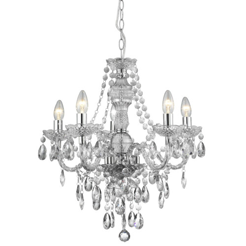 Searchlight 5 Light Traditional Style Chandelier In Clear Acrylic