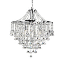 Modern Chrome Crystal Chandelier With Diamond Drops