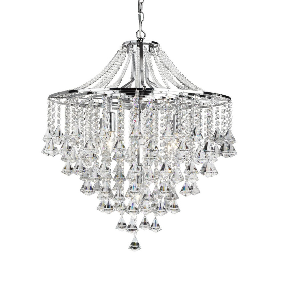 Search Modern Chrome Crystal Chandelier With Diamond Drops Light