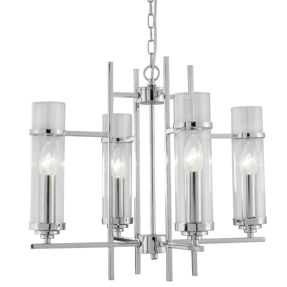 Modern Chrome Ceiling Pendant With Clear Cylinder Glass