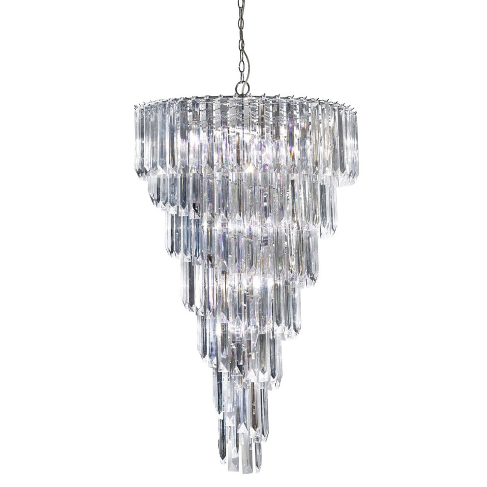 9 Light Chrome Spiral Chandelier With Clear Acrylic Rods