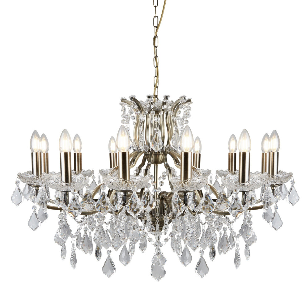 Search 12 Chandelier Antique Brass Clear Crystal Drops Light