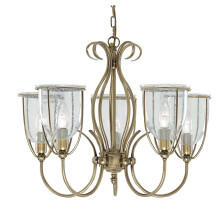 5 Arm Antique Brass Fitting Clear Seeded