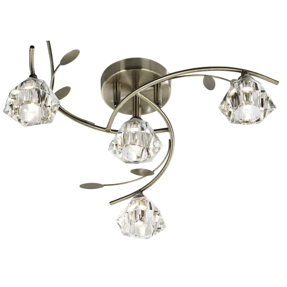 Search Antique Brass Ceiling Flush With Clear Glass Shade Light