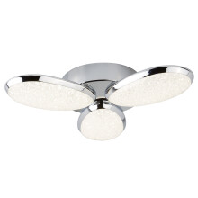 3 Light LED Ceiling Flush Chrome Ice Effect Shade