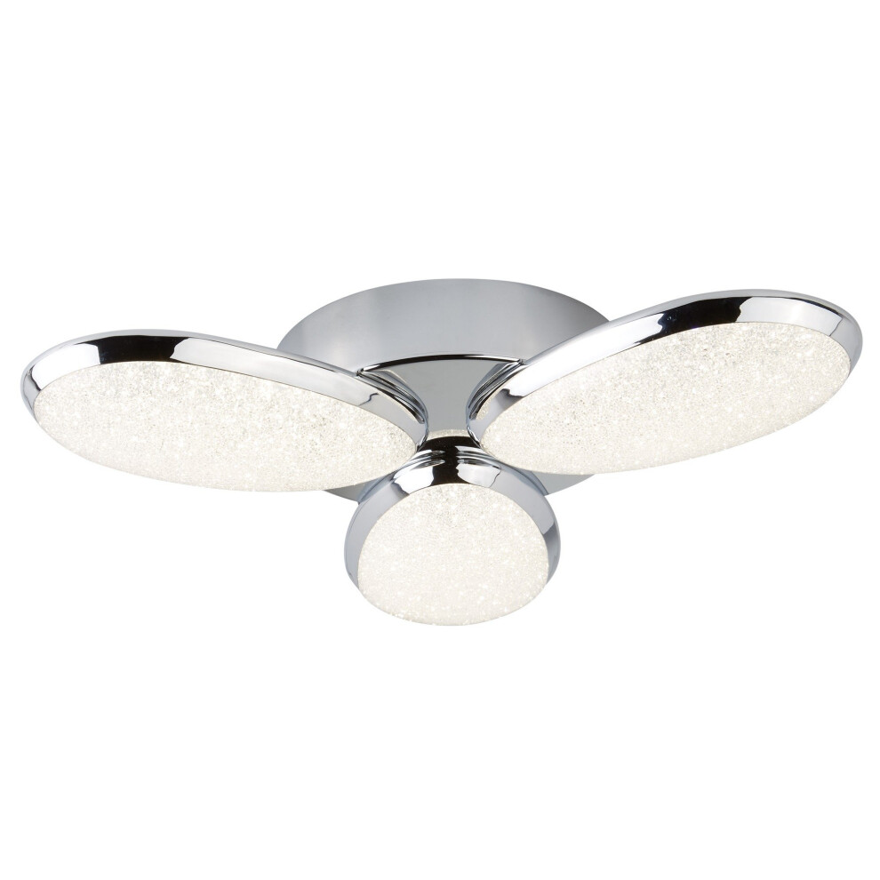 Searchlight Light Led Ceiling Flush Chrome Ice Effect Shade Size 3