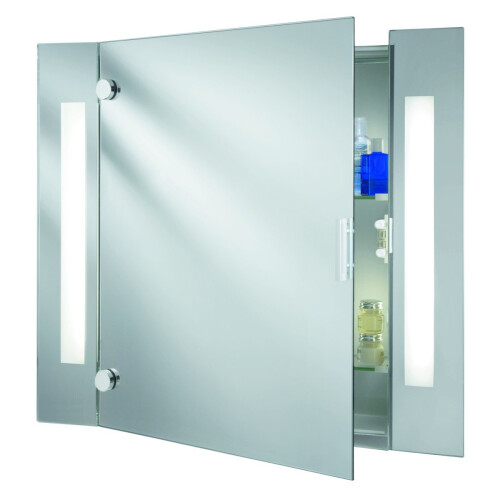 Searchlight Illuminated Bathroom Mirror Cabinet With Shaver Socket