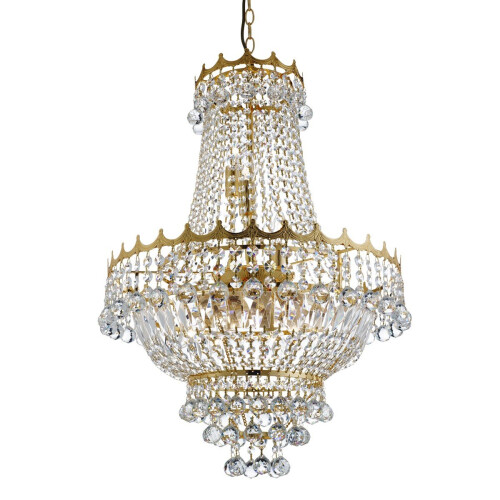 Searchlight 9 Light 52cm Gold Plated Crystal Chandelier