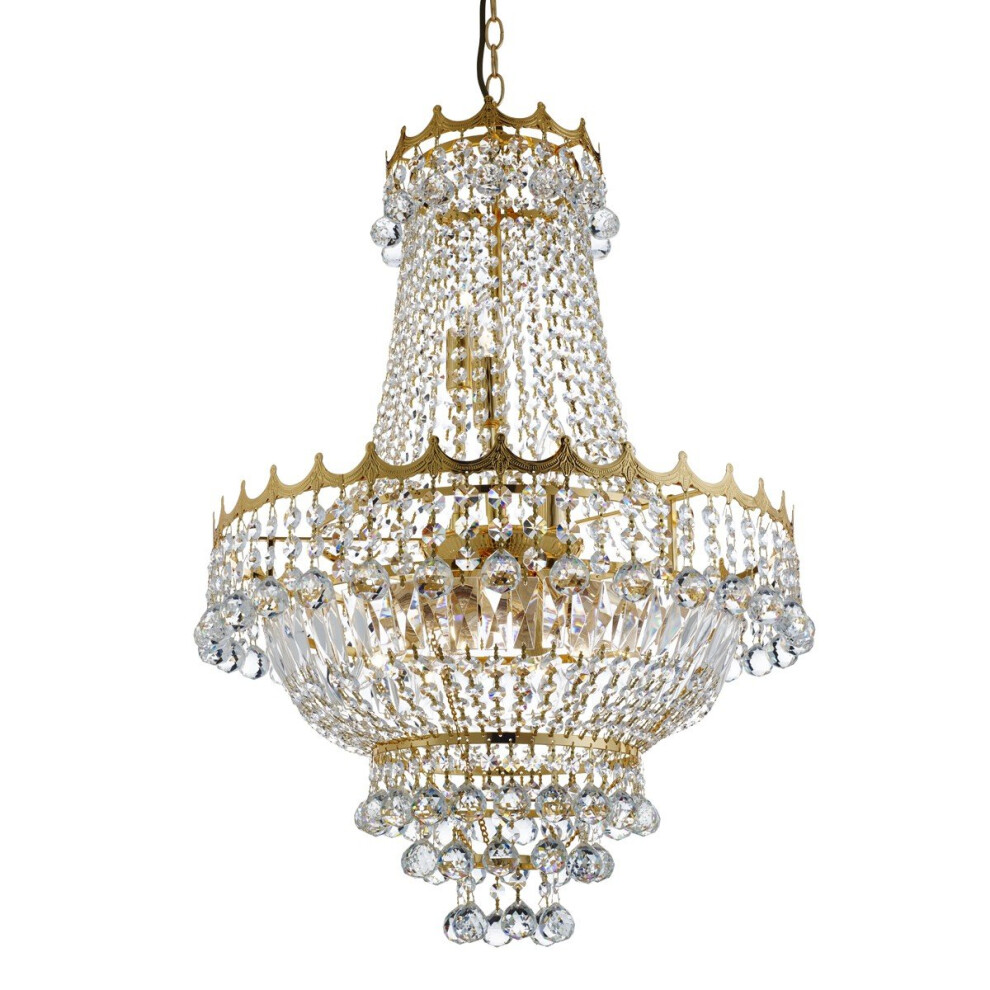 9 Light 52cm Gold Plated Crystal Chandelier