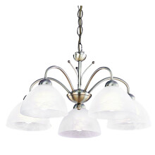 Pendant Ceiling Light Antique Brass 5 Light Alabaster Glass Shades E14 IP20