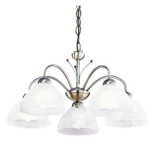 Searchlight Pendant Ceiling Light Antique Brass 5 Light Alabaster Glass Shades E14 IP20