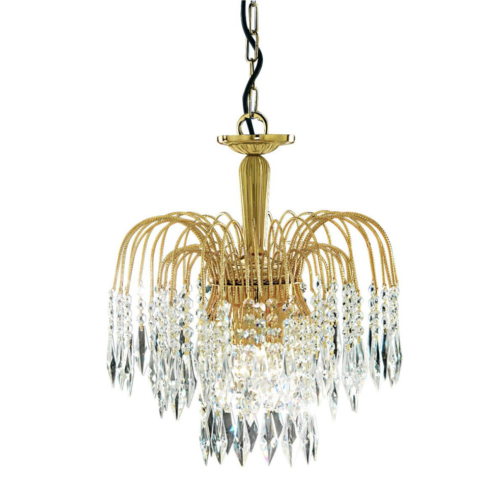 3 Light Gold Plated Waterfall Crystal Chandelier