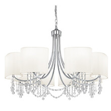 8 Light Modern Chain Pendant With White Oval Shades