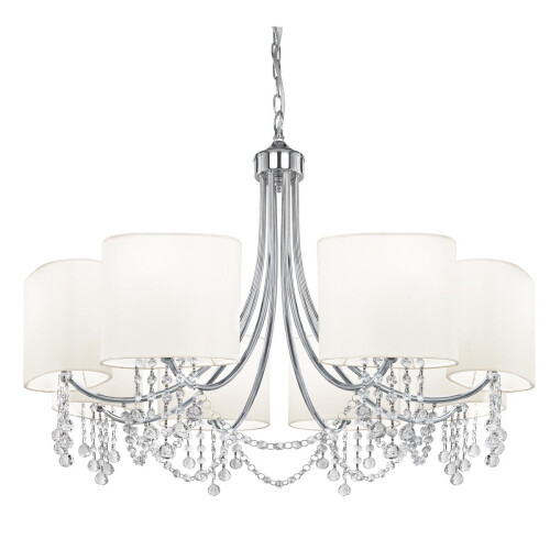 Searchlight 8 Light Modern Chain Pendant With White Oval Shades