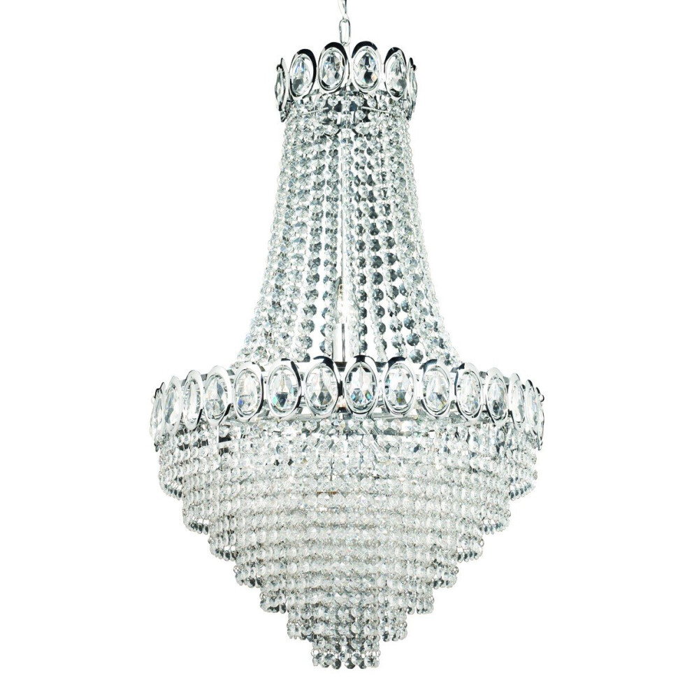 Traditional 11 Light Chrome Crystal Chandelier