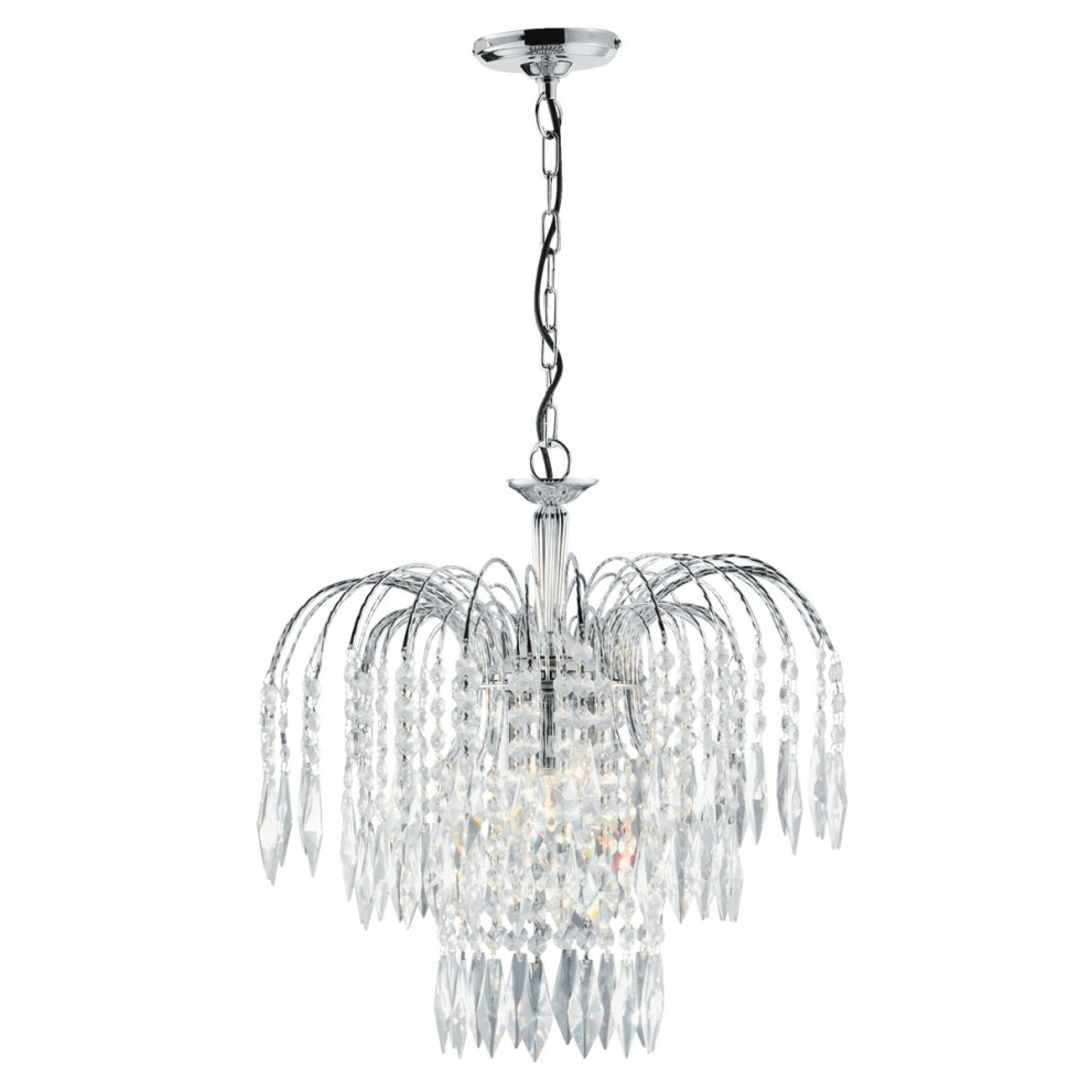 Shower Crystal Chandelier 3 Light Cut Chrome Frame