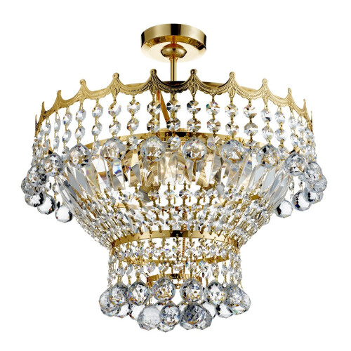 Searchlight 5 Light 39cm Gold Plated Crystal Chandelier With Crystal