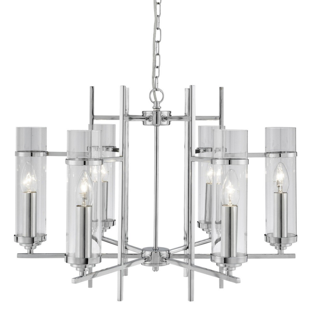Modern Chrome Ceiling Pendant With Clear Cylinder Glass