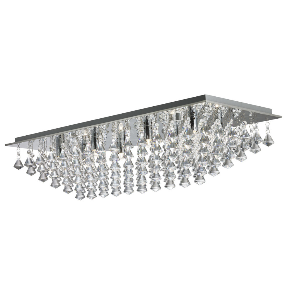 8 Light Rectangle Flush Ceiling Fitting In Chrome