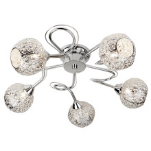 5 Light Ceiling Flush Fretwork Pattern Shades Chrome
