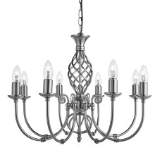 Lampadario Classico Zanzibar Acciaio Argento 8 Luci E14