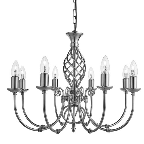 Searchlight Lampadario Classico Zanzibar Acciaio Argento 8 Luci E14