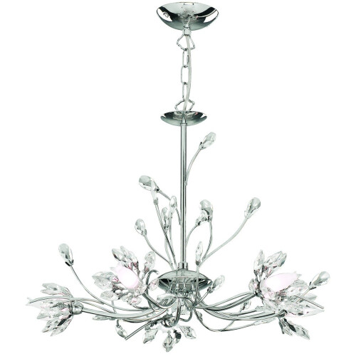 Searchlight Modern Chrome Ceiling Light With Flower Glass