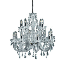 12 Arm Crystal Glass Chandelier In Chrome