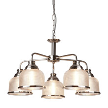 5 Light Ceiling Satin Silver Halophane Glass