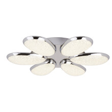 6 Light LED Ceiling Flush Chrome Ice Effect Shade