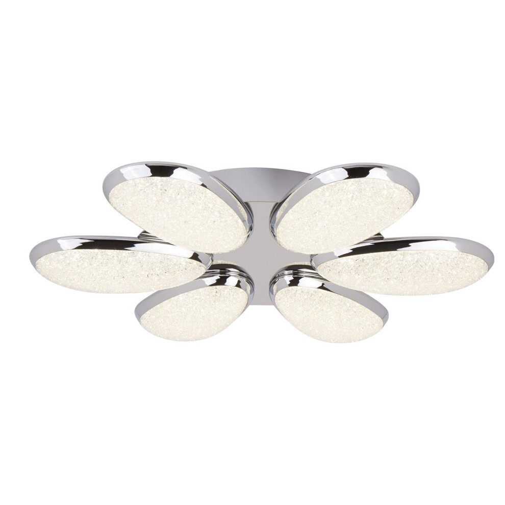Search 6 Led Ceiling Flush Chrome Ice Effect Shade Light
