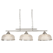 3 Light Ceiling Bar Satin Silver Marble Glass